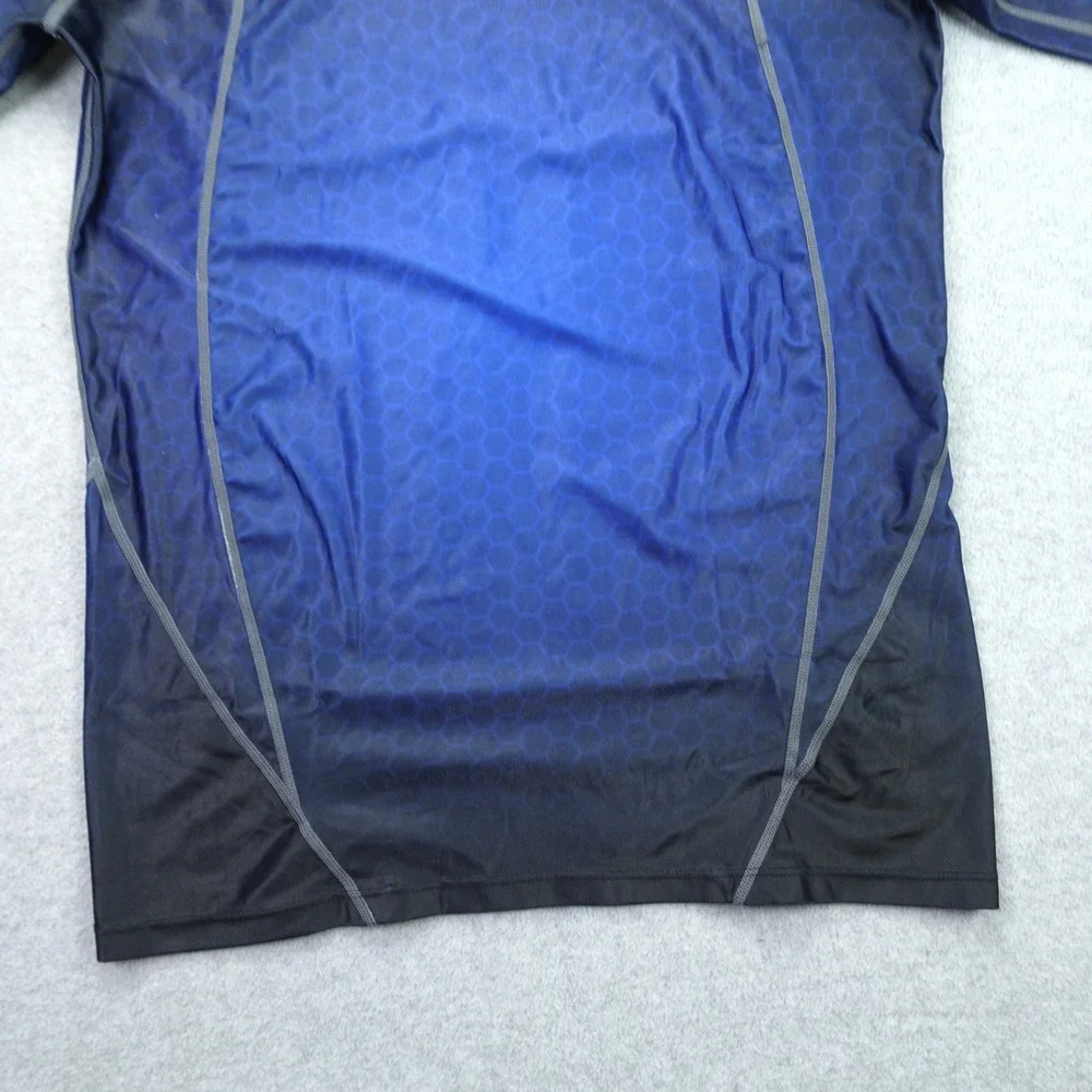 Grips Rash Guard Mens Small Blue Black Honeycomb Athletic‎ Compression Shirt BJJ